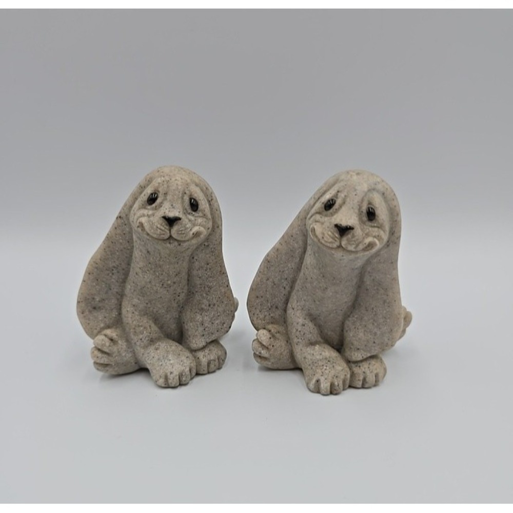 Quarry Critters Ruthie Rabbit Figurines Second Nature Design Set of 2 3.25"